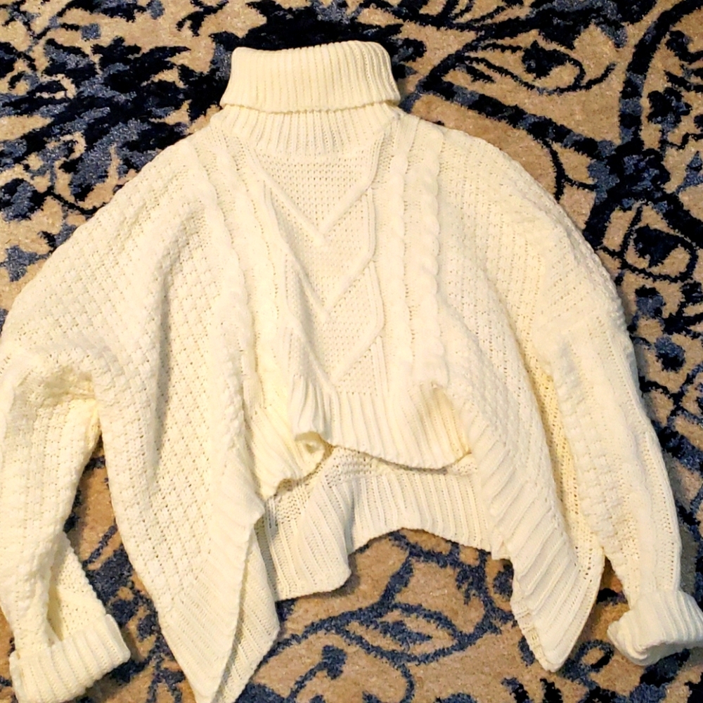Shein White Chunky Knit Crop Sweater